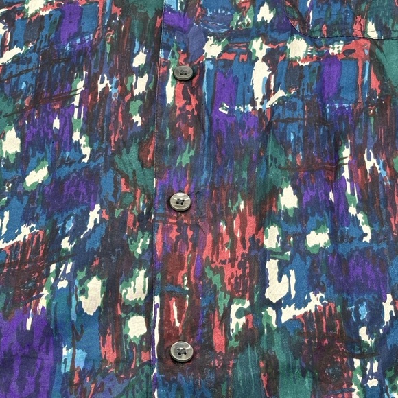 Robert Stock Shirt Men’s Large 100% Silk Vintage 90s Abstract Short Sleeve - Picture 4 of 8